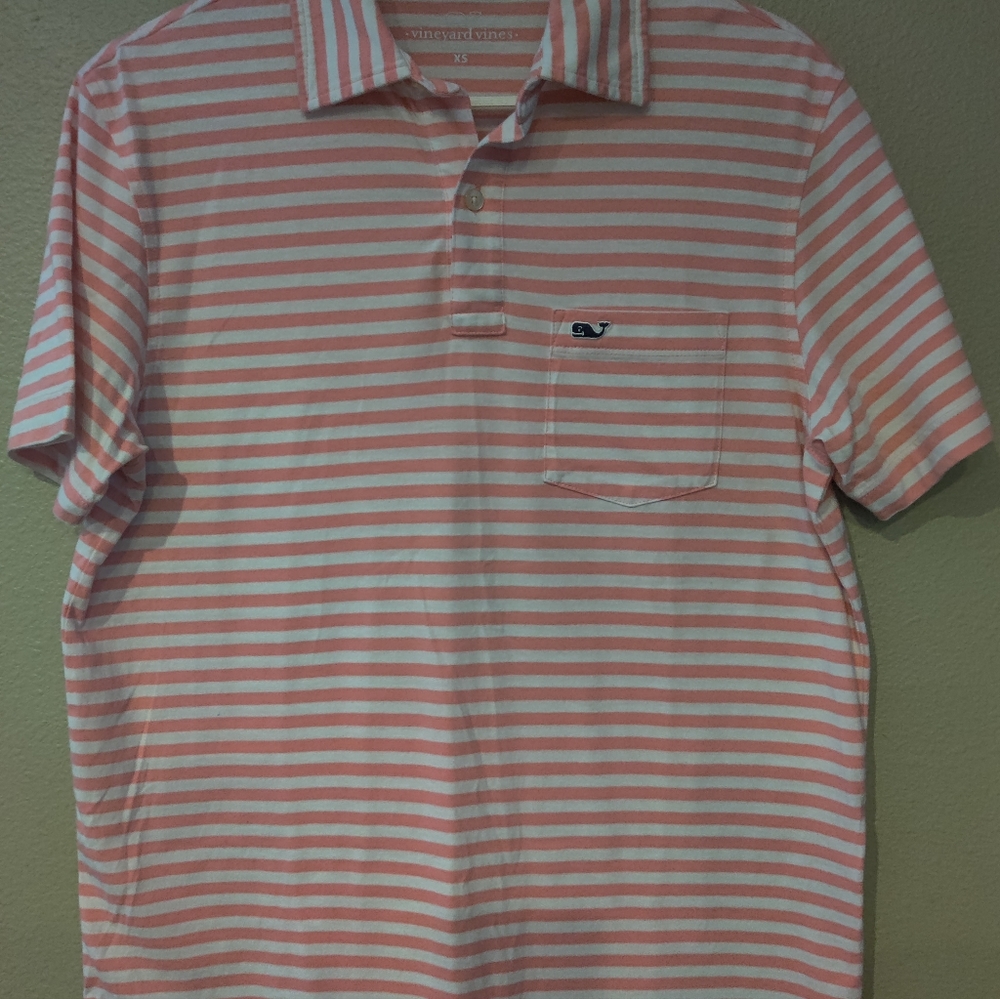 NWOT Vineyard Vibes Orange Stripe Polo